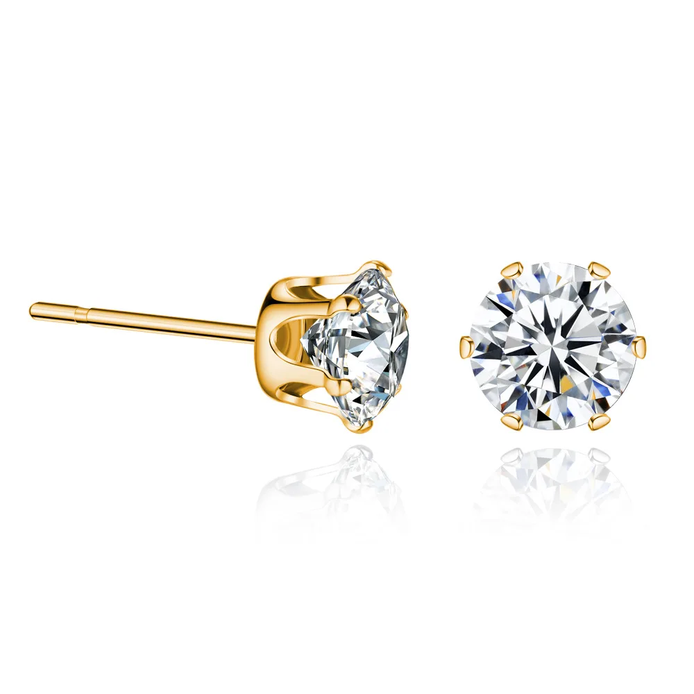 

Women 2019 Fashion Gold Plated Multicolor CZ Cubic Zircon Jewelry Earrings Studs Skeleton Round Crown Earrings, Picture