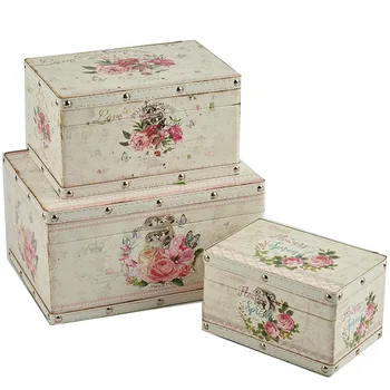 Flower Design Durable Room Decoration Mdf Leather Wooden Box
