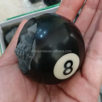 Hand Carved Black Rubber Billiard Skull Ball For Holloween Home