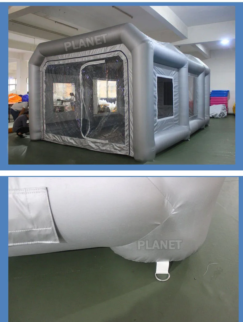 8M Gray Mobile Portable UV Treated Inflatable Car Spray Paint Booth Tent With Filter System