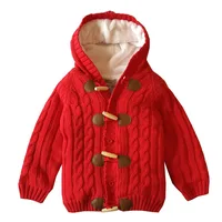 

Baby girls thick fleece sweaters winter coat with hat bulk wholesale kids clothing