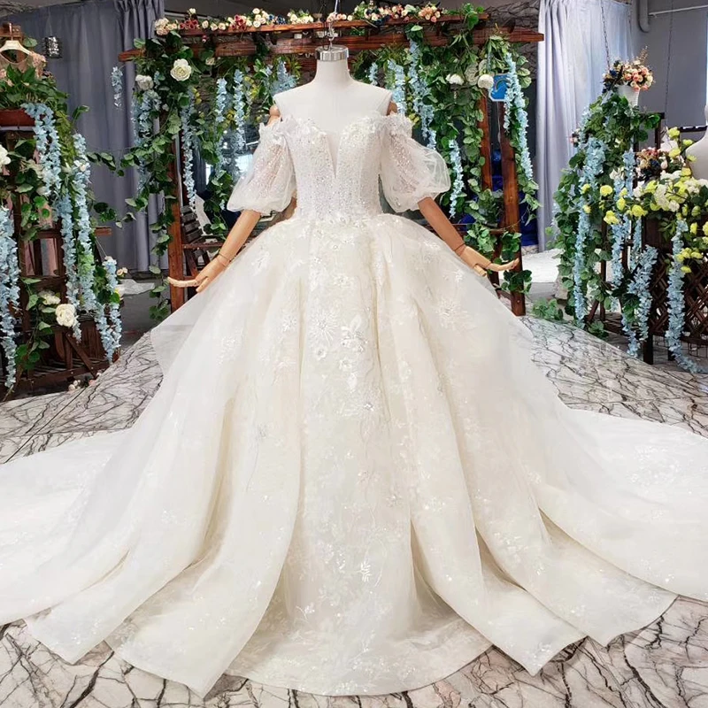 

Jancember AHTL514 Hot Sexy Off Shoulder Long Sleeve Ball Gown Wedding Dresses With Lace Appliques Made In China