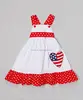 2018 puresun wholesale boutique Patriotic cotton dresses toddler girl matching outfits girls pearl dress kids 4th of July dress