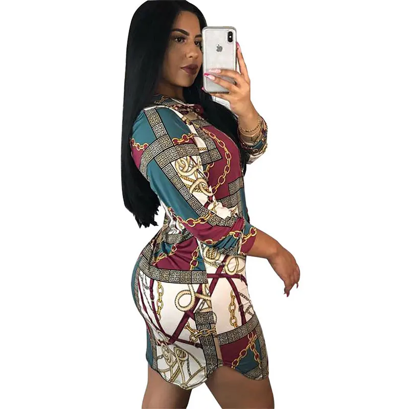 

Fashion Print Shirt Dress Item NO: L2406