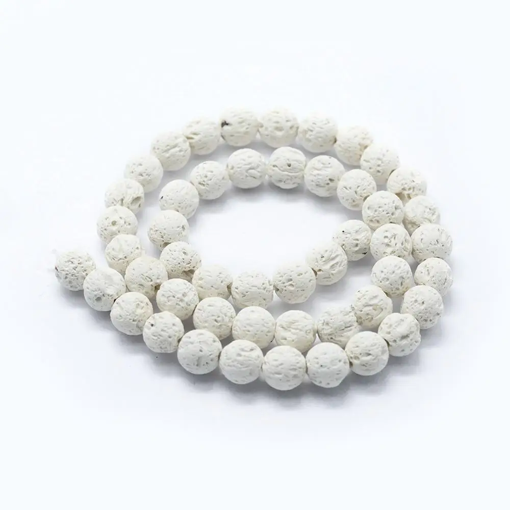 

Pandahall White Lava Rock Beads Round Strands 4mm Natural Gemstone Beads Hole 1mm about 37pcs/strand 15.15"