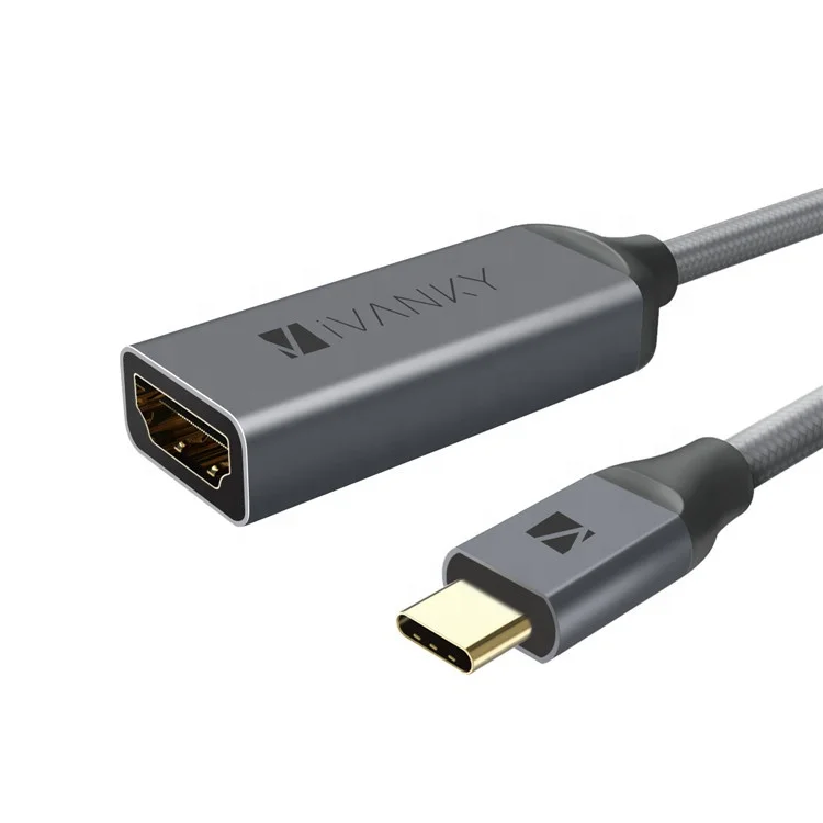 

High Quality 0.2M Nylon Braided USB3.1 USB C to HDMI Adapter Converter 4K 60Hz Type C to HDMI, Grey nylon braided
