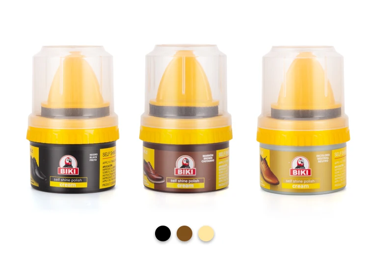 Various Colors Solid Leather Shoe Polish Carnauba Wax  Balm Polishing Plastic Jar with Sponge Brrush Cream Care Products Black