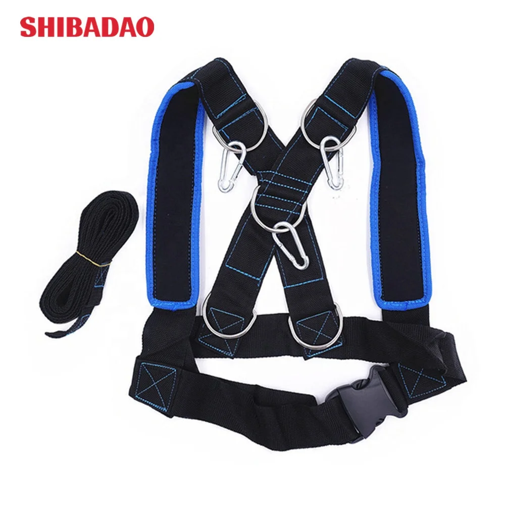 

Speed Running Training Sled Shoulder Harness Sport Accessories Weight Bearing Vest Home Gym Fitness Body Building Equipment, Black + blue