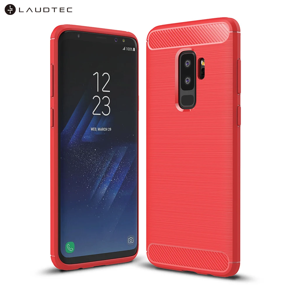 

Carbon Fiber Tpu Silicone Back Cover Phone Case For Samsung Galaxy S9 Plus, Black;navy blue;red;gray