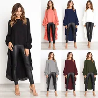 

Women Chiffon Blouses Highstreet Style Irregular Ruffles Shirt Long Sleeve Pullovers Tops Blouse blusa feminina