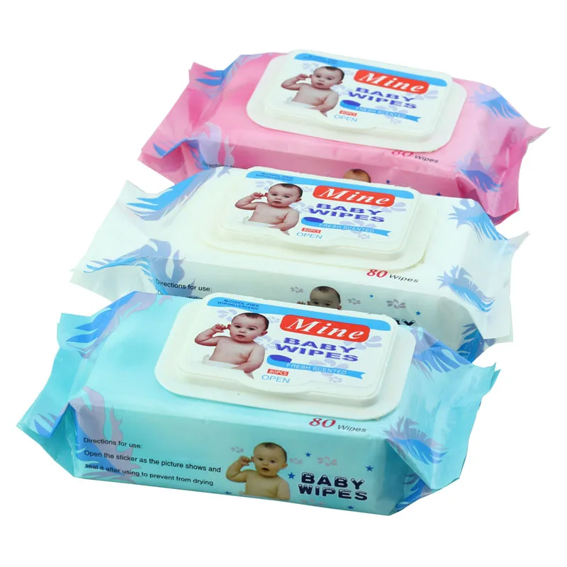 

80pcs Wet Wipes 15*20cm babies skin-care cleaning wet wipes with plastic lid