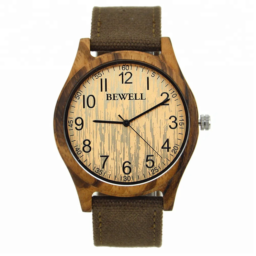 

Factory Cheap Price Canvas Strap Wood Watch Men Clock
