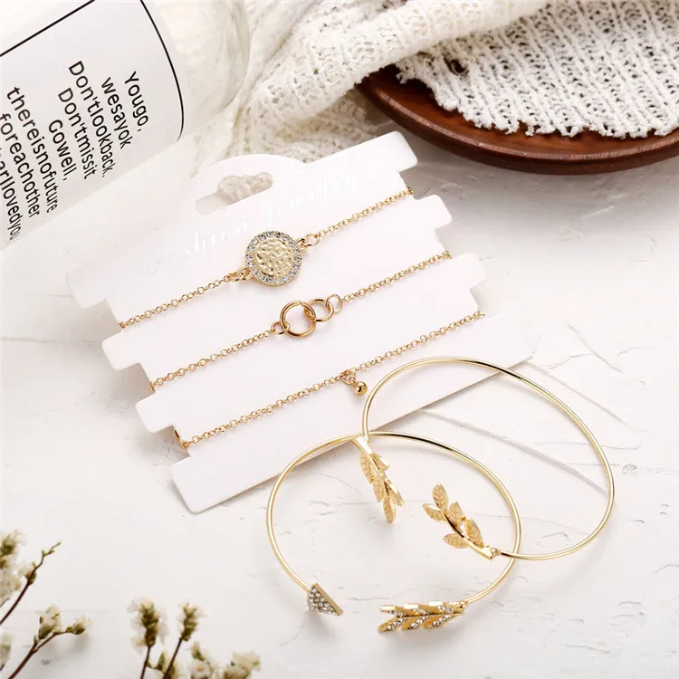 

5pcs / set Women Fashion triangle knot cactus love simple bracelet sets for women, As photo