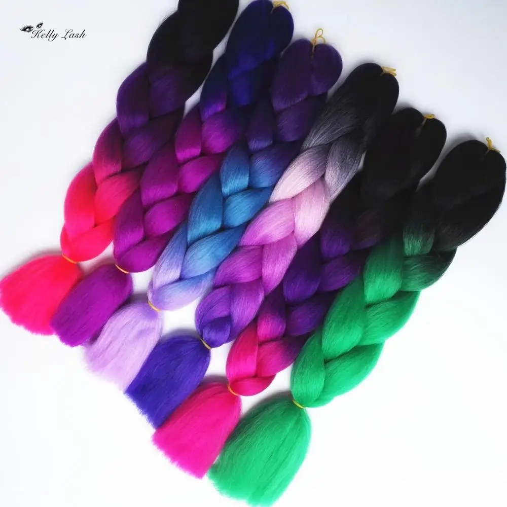 
Wholesale 100g-165g 48-82 Inch jumbo braid 100 synthetic ombre braiding hair 