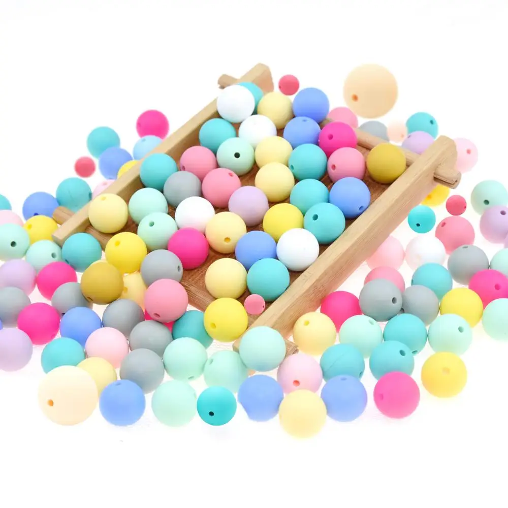 

Wholesale Food Grade BPA Free Baby Chew Chomp Round Soft Safe Teething Silicone Beads For Jewelry Making