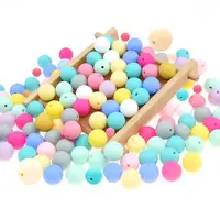 

9mm 12mm 15mm 19mm Wholesale Food Grade BPA Free Baby Chew Chomp Round Soft Safe Teething Silicone Beads For Jewelry Making