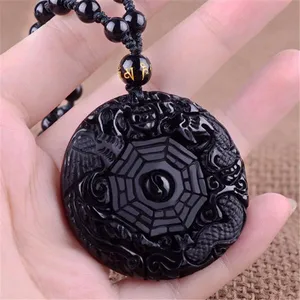 Spot supply!!! black Obsidian carving buddha Pendant Guardian Zodiac Natal Buddha Amulet Lucky Opening Necklace