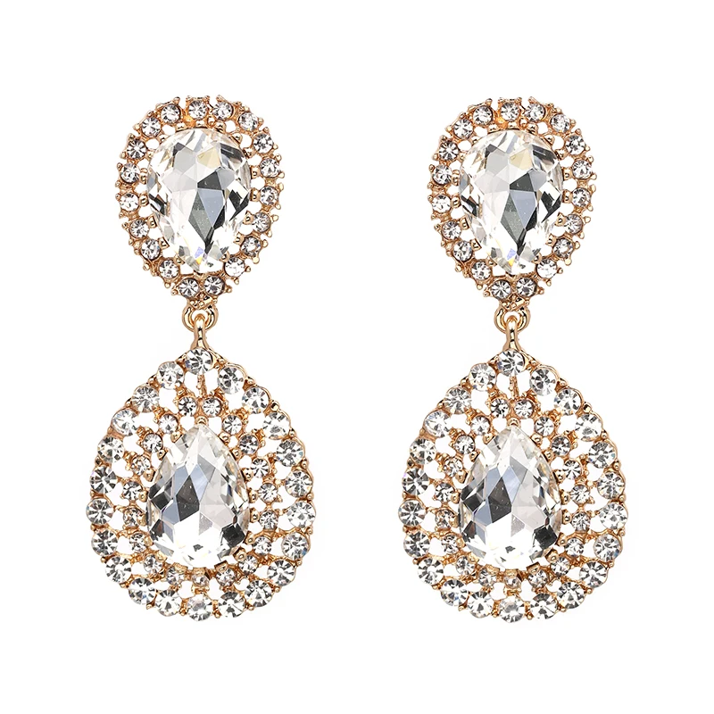 

JuJia Stock Hot Sale 5 Colors Pave diamond gemstone earrings gold earrings designs for girls, Multicolor