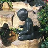 Metal used outdoor brass male statues nude boy garden water fountain with a frog
