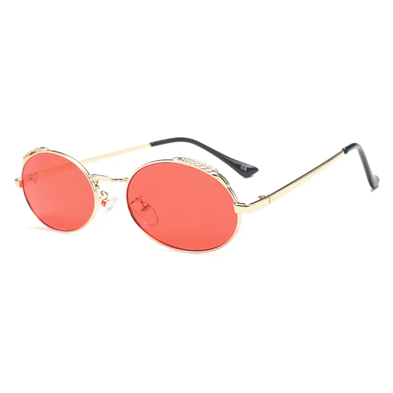 

61116 Retro Vintage Oval Metal Sunglasses Men Women Brand Designer Shades Tinted Gradient Lenses Sun glasses