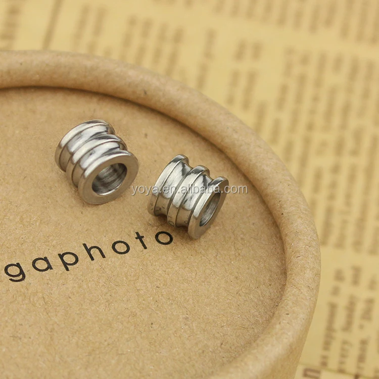 

S649 fashion stainless steel three circle interval bead for leather bracelet
