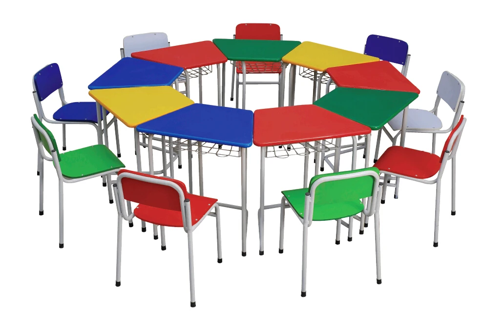 Multicolor Metal Color Preschool Furniture Nursery Play Kids Desk