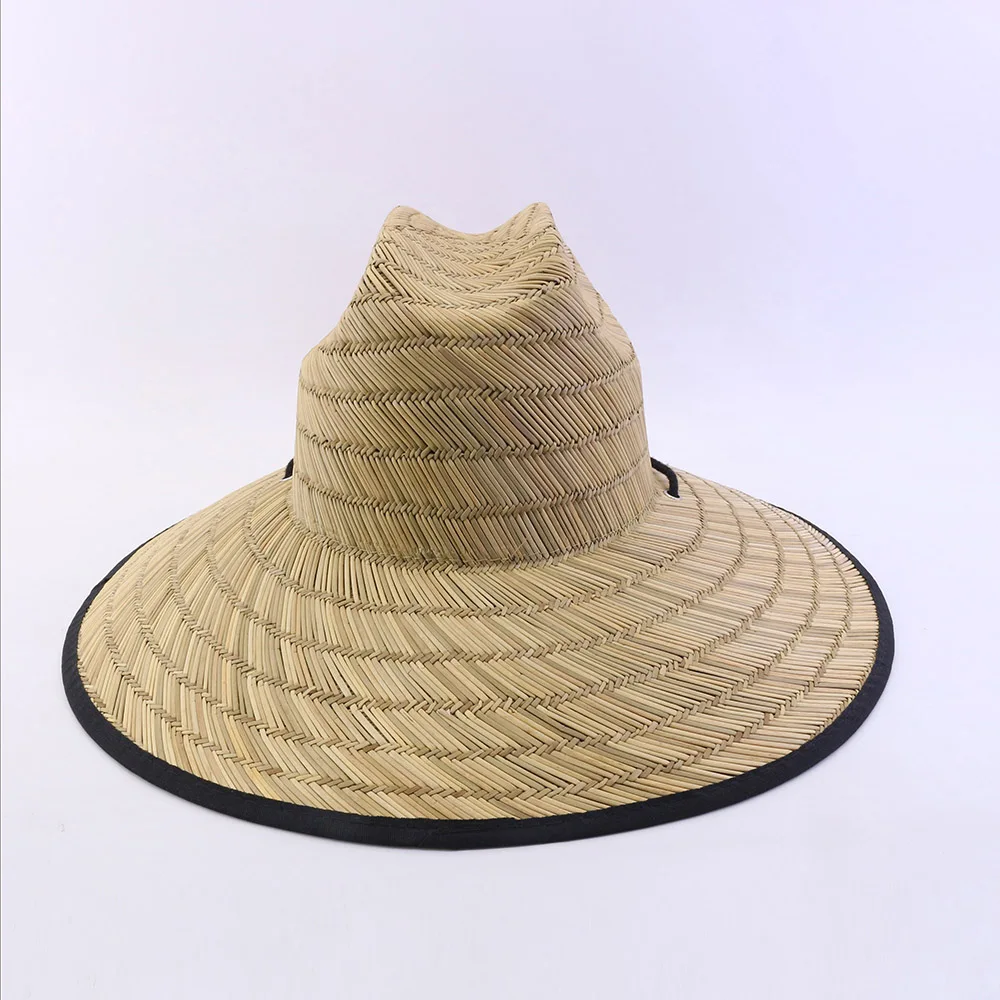 Custom Design Summer Wide Brim Hand Made Natural Straw Lifeguard Hat