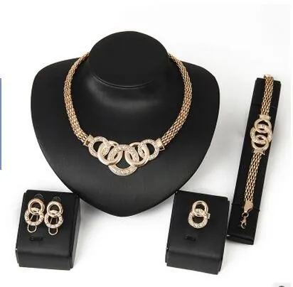 New Products Exaggerated Big Choker Necklace Vintage Chunky Statement Chain Necklace Bracelet Earrings Ring Jewelry Sets
