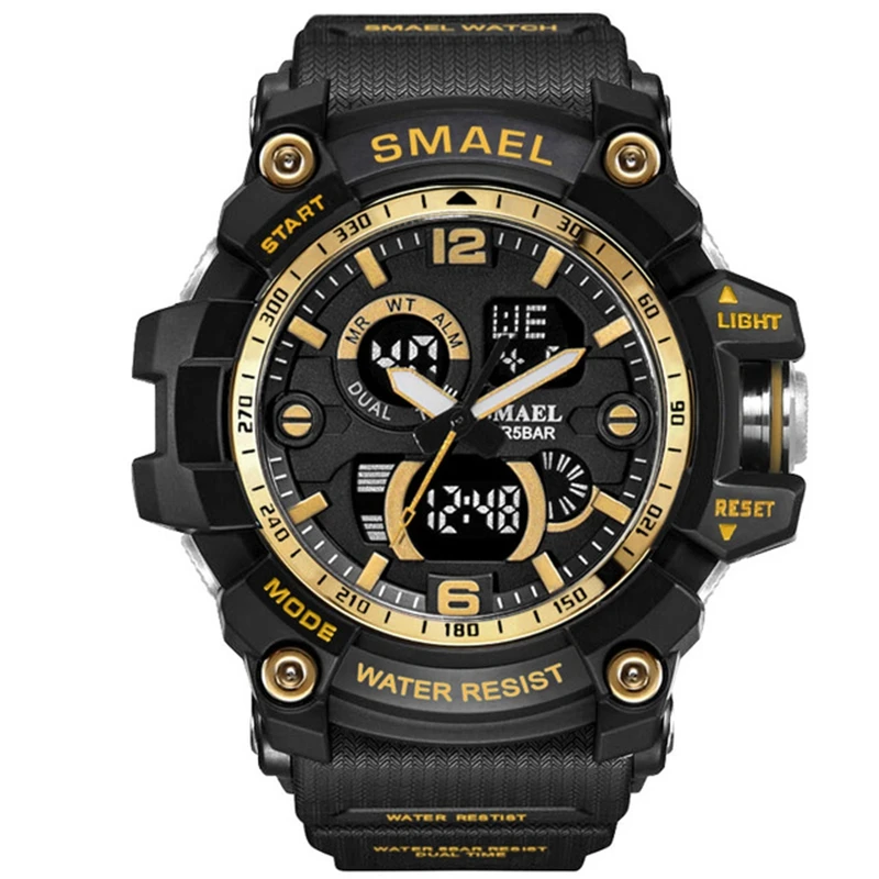 

Multifunction Sport Men Wrist Watch Smael 1617 Army Military Big Dial Dual Time Led Analog Clock Waterproof Digital Quartz Watch