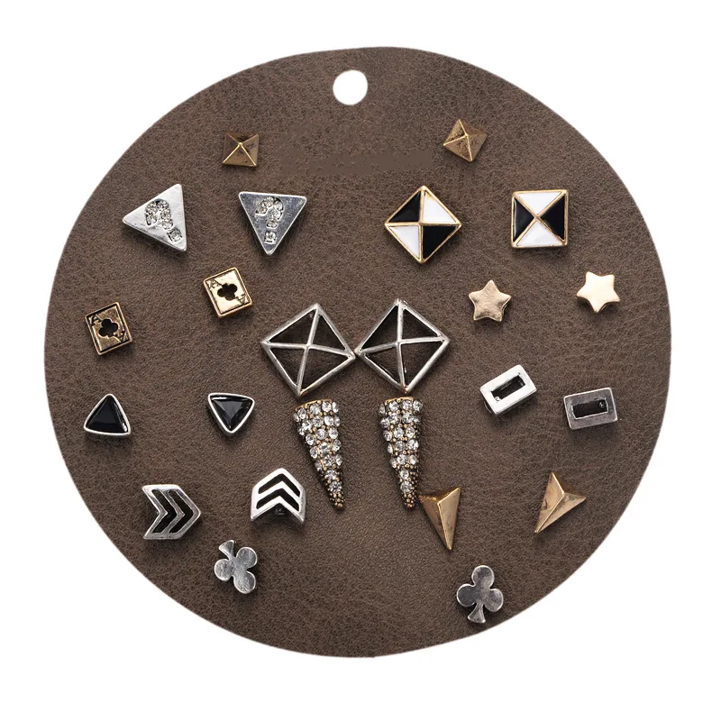 

2019 Promotion Jewelry For Women Fashion Triangle Stud Earring Sets, Antique gold and silver