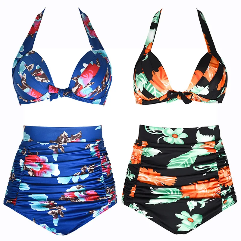 

Sexy Bikini Women Swimsuit 2018 Summer Bathing Suits Bikinis Set Plus Size Swimwear, Black/blue
