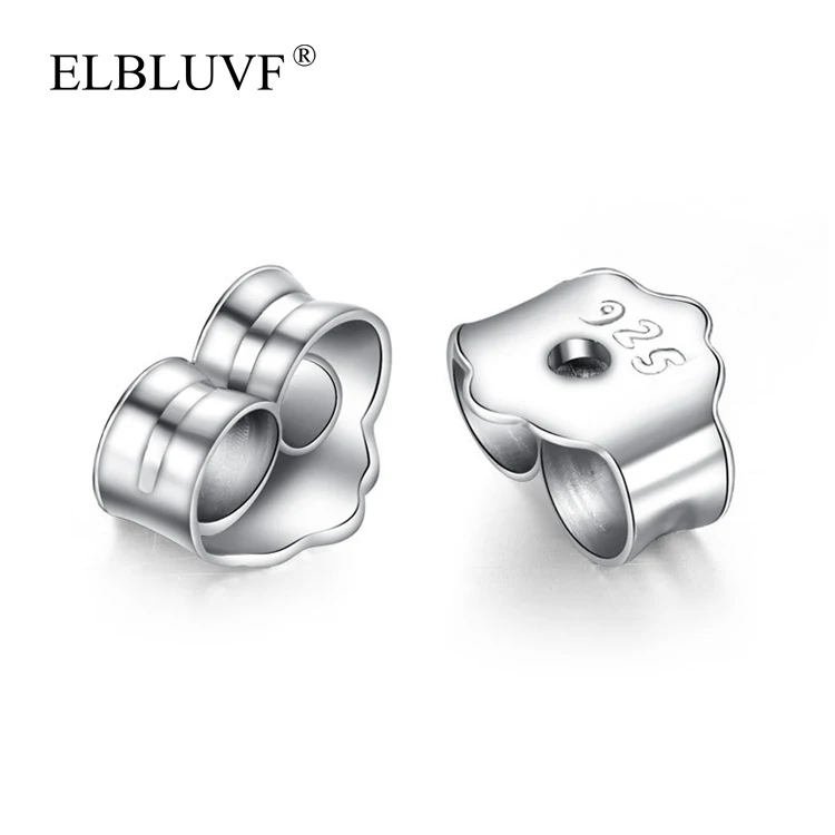 

ELBLUVF 925 Sterling silver Earring Silver Ear Plugging Blocked for Earring Backs Stoppers Jewelry Accessories Wholesaley, Platinum/ bright silver