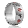 4 Patterns Etching of Playing Cards Stainless Steel Ring Men Ring Fill With Black and Red Enamel