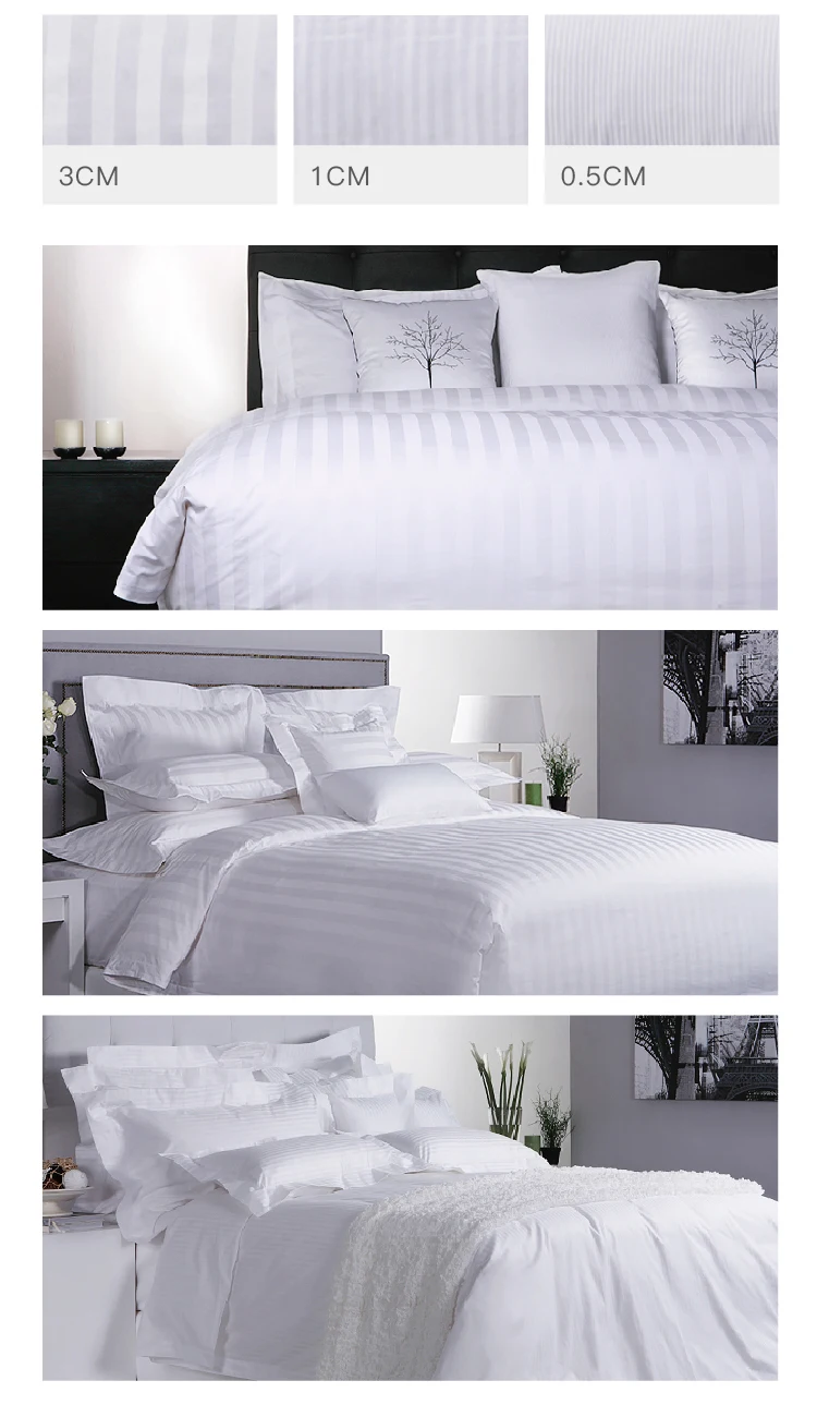 Bv Luxury Custom Queen King Satin Pure White 100% Cotton Bedsheet Bed Linen 5 Star Hotel Bedding Set