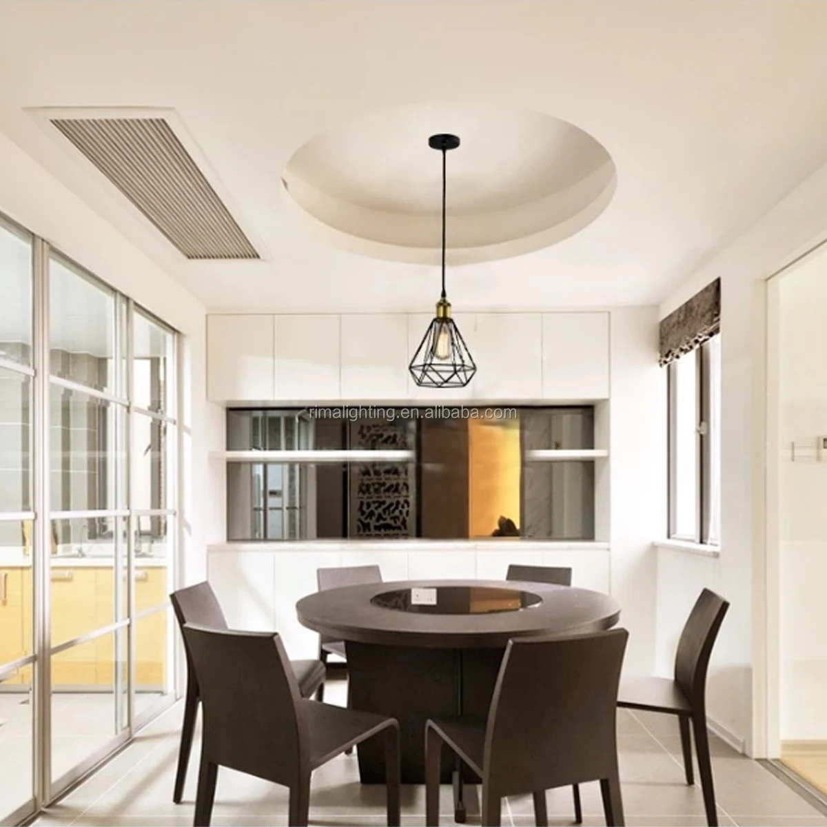 Polygon Wire Metal Industrial Vintage Hanging Lamp Kitchen Island Lighting Fixtures Ceiling Hanging Pendant Lighting