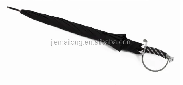 
Samurai sword umbrella black solid fabric 110cm fiber frame umbrella with long ancient hilt handle with shoulder girdle sleeve 