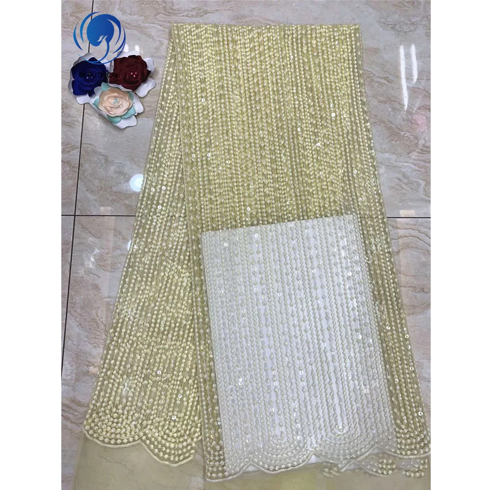 

Beautifical french embroidery sequins beautiful lace fabric dress lace wedding dress ML46N07, Can be customized