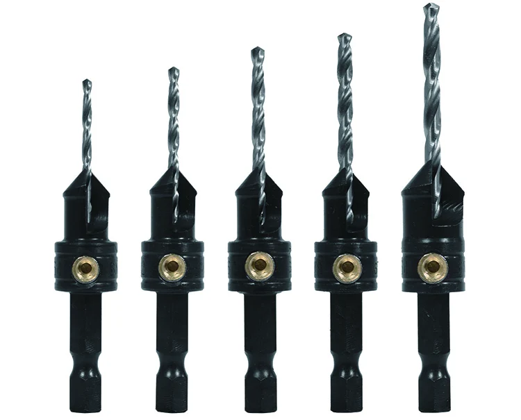 5PCS  Hex Shank Single Flute HSS  Wood Countersink Drill Bit Set for Wood Screw