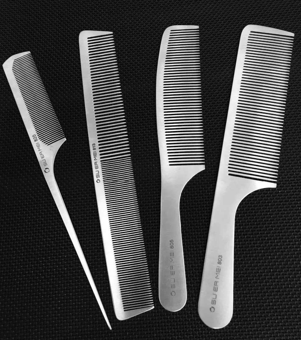 

Stainless Steel Hair Brush Comb Salon Anti-static Hair Cutting Comb Ultra-thin Hand Made Professional Hairdressing Hairbrush, As the picture show