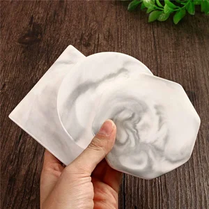 Image of Custom Hexagon Marble Coaster Set White Marble Coaster
