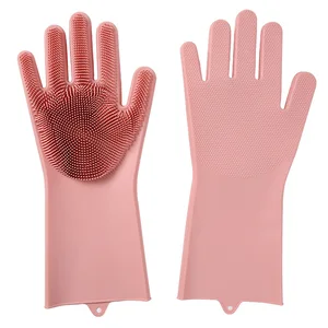 Image of Multifunctional household silicone dishwashing gloves kitchen utensils oven heat-resistant magic cleaning gloves