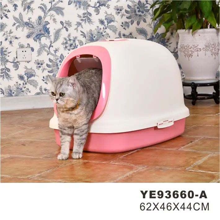 Wholesale Pet Cleaning Training Enclosed Pink Litter Box For Cats