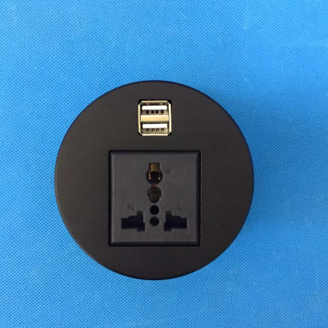 Aluminum Top Mini Round Universal Plug With 2 Usb Charging Buy 3 Pin
