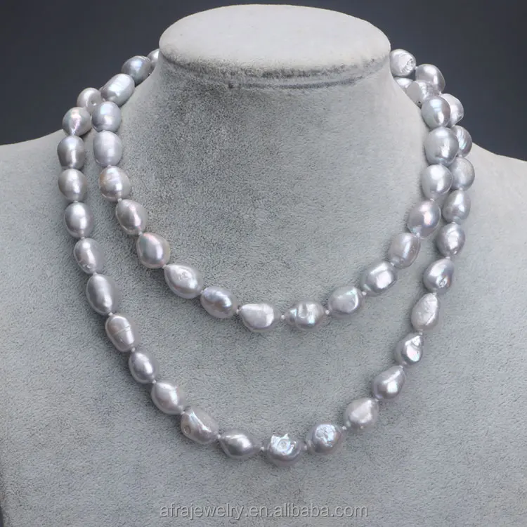 

Latest Design Charming Grey 80cm 9-10mm AA Baroque Beads Natural Fresh Water Pearl Necklace