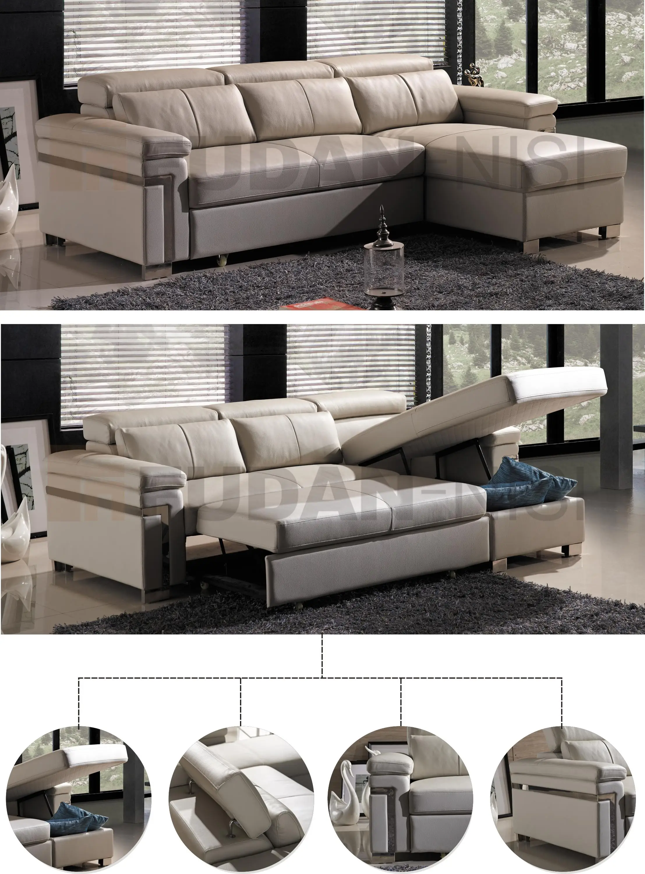 couro genuino em forma de l puxar para fora do sofa chaise moveis usados com armazenamento de cama barato buy puxar para fora do sofa cama usado