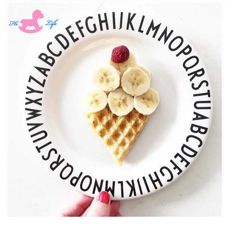 

Ins hot sale baby bamboo plate with letter, As picture