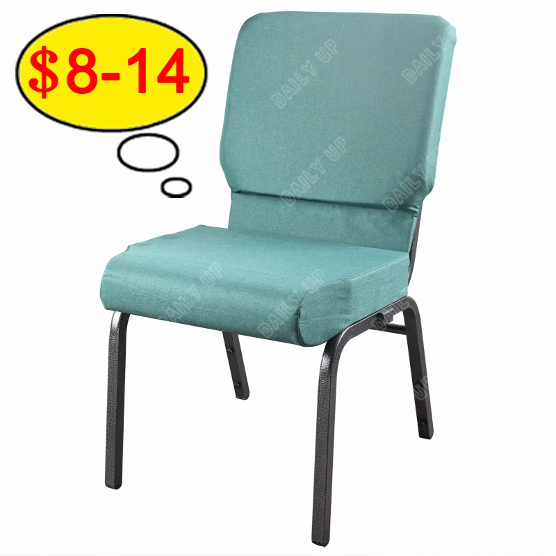 Back Pocket Green Fabric Conference Church Chair Factory Price Church Pulpit Chair Cover Church