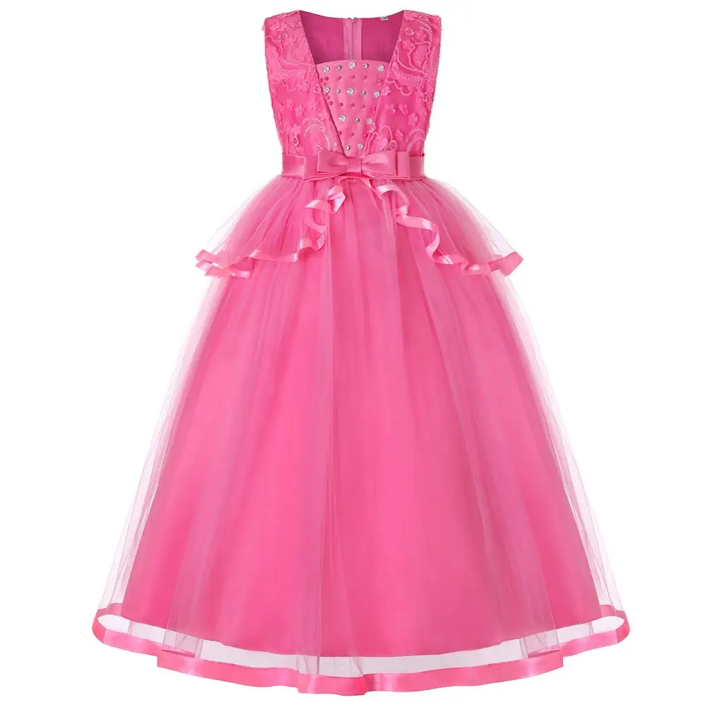 

European style kid wedding gown High-quality Flower Girl Dresses for 12 years red new years dress for kid party, N/a
