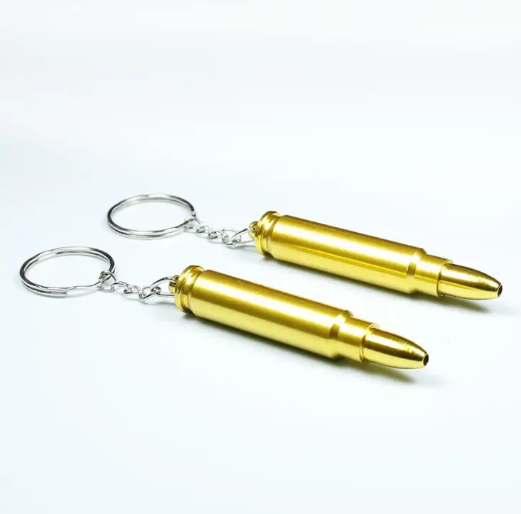

Mettle New Arrival Mini Bullet Design Portable Creative Smoking Pipe Herb Tobacco Smoke Pipes With Key Ring, Gold