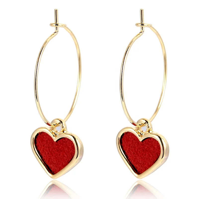 

Fasion Jewellery Gold Plated Charm Women Round/Heart Pendant Hoop Dangle Earring Ornament, Gold color